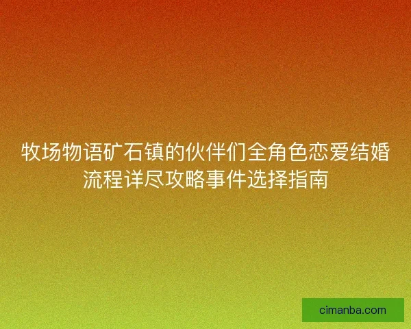 牧场物语矿石镇的伙伴们全角色恋爱结婚流程详尽攻略事件选择指南