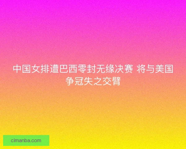 中国女排遭巴西零封无缘决赛 将与美国争冠失之交臂